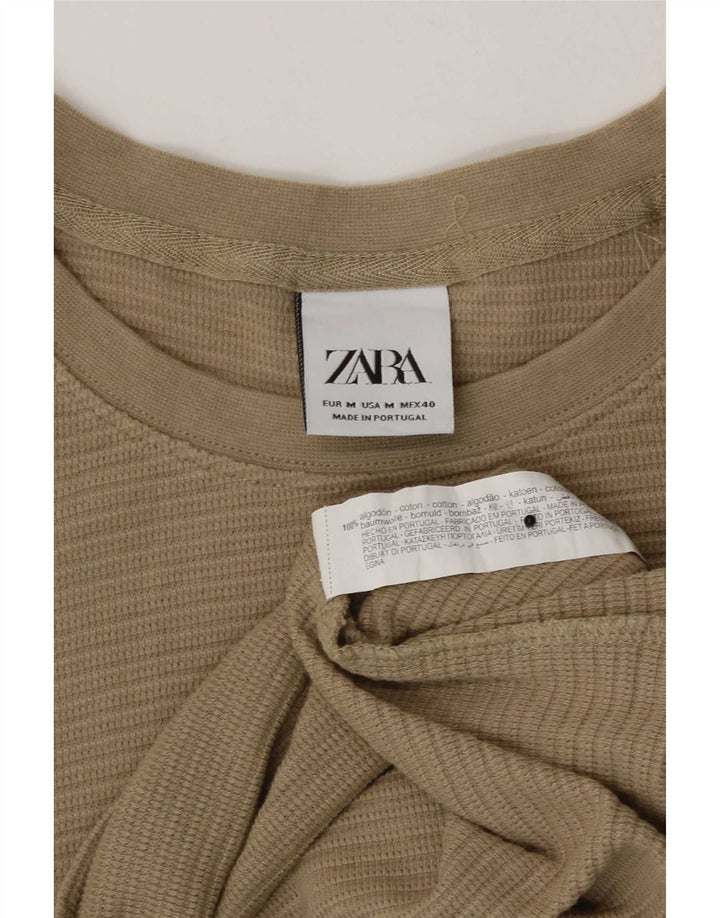 Zara Homme T-Shirt Top Marron Moyen Coton