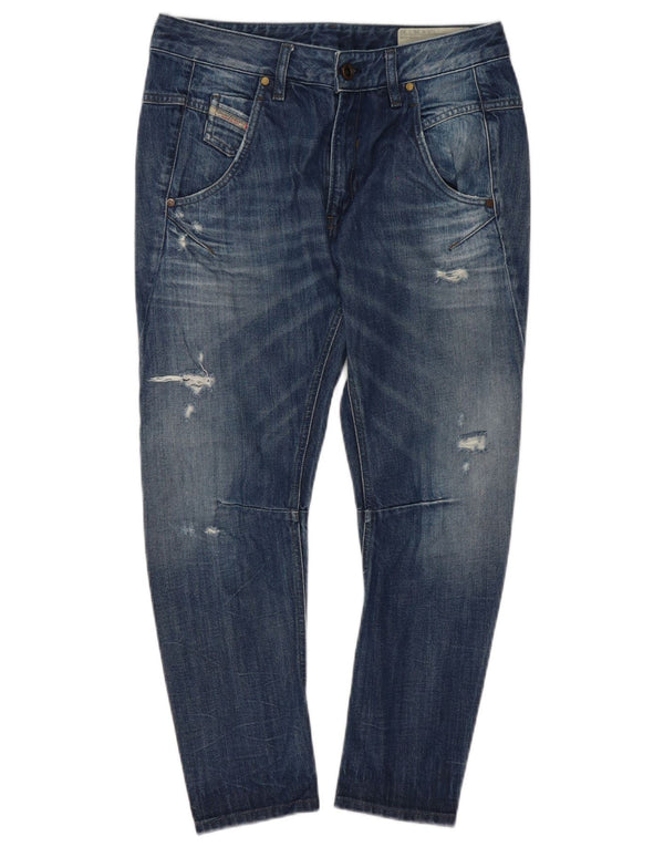 Diesel Damen Fayza Crop Distressed Loose Jeans W26 L23 Blaue Baumwolle