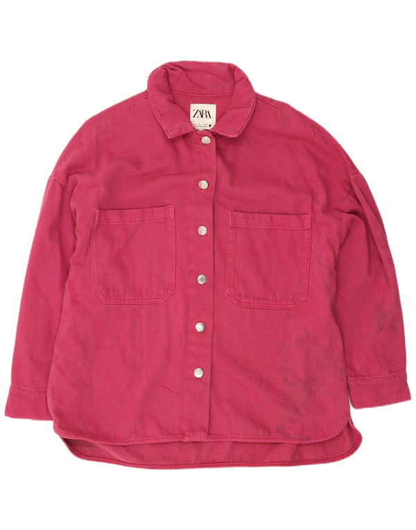 Zara Womens Denim Shirt UK 16 Large Pink Cotton