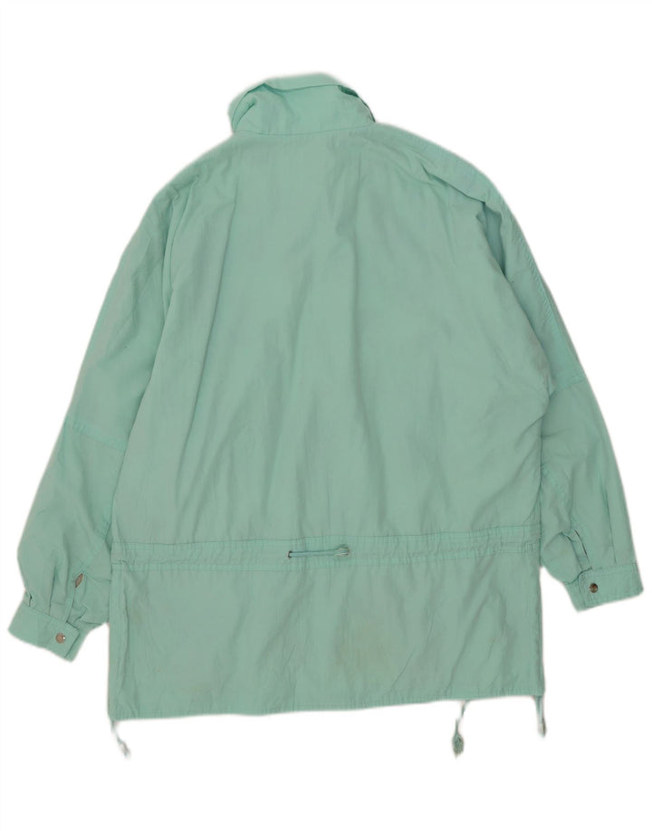 Vintage Womens Graphic Windbreaker Jacket UK 16 Large Turquoise Polyester