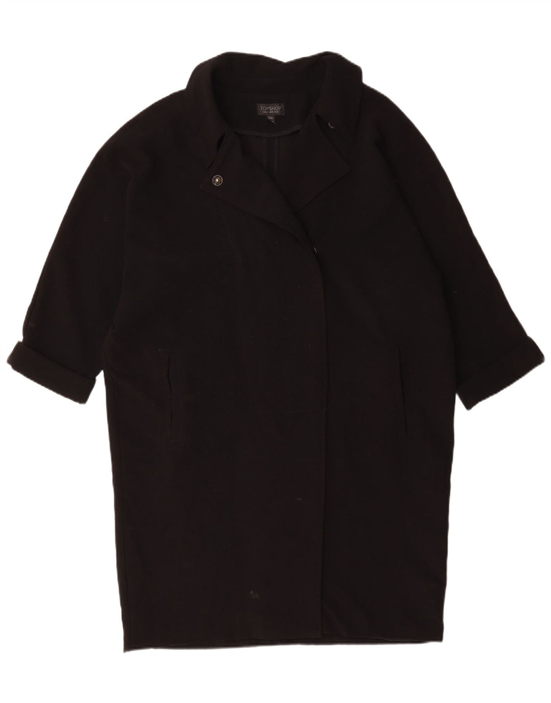 Topshop Dame Oversized Overfrakke UK 14 Stor Sort Polyester