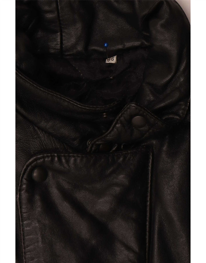 Vintage Herre Bomber Læderjakke UK 46 3XL Sort Læder