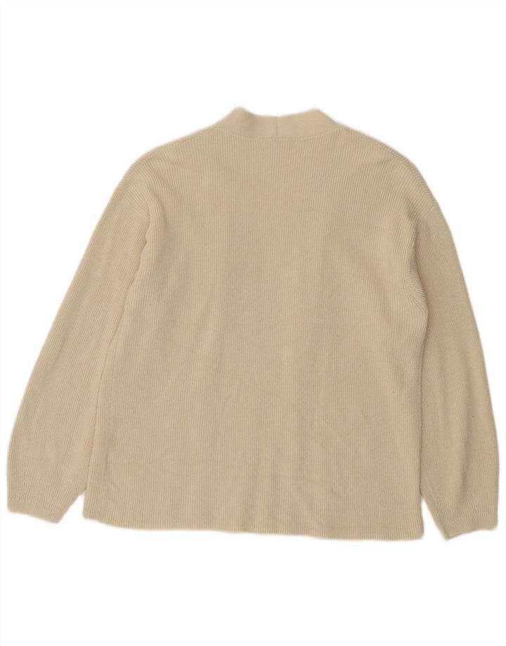 Marks & Spencer Womens Open Cardigan Sweater UK 14 Medium Off White Cotton
