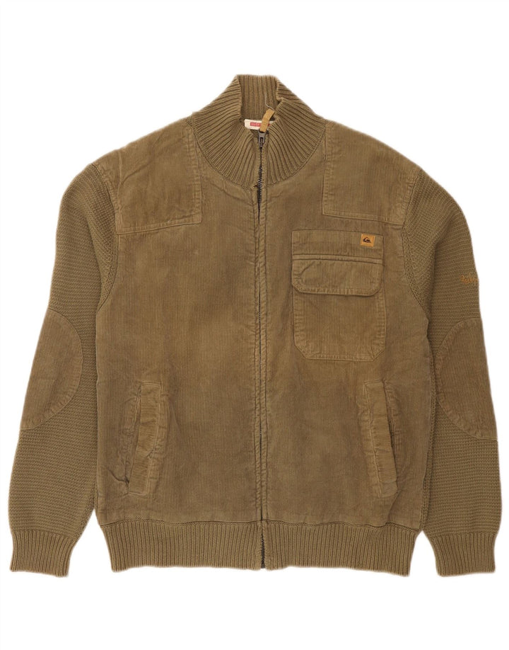 Quiksilver Mens Cardigan Sweater Small Khaki Cotton