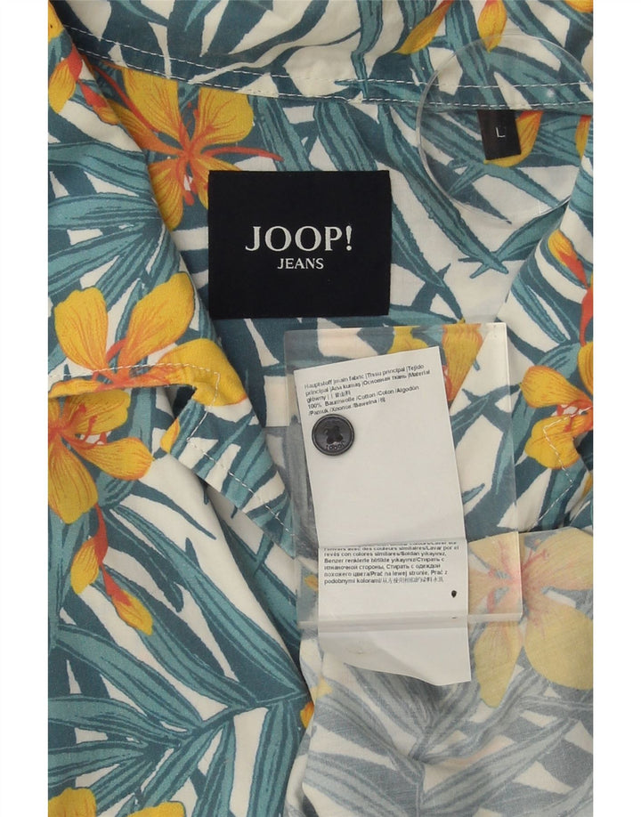 JOOP Mens Short Sleeve Shirt Large Multicoloured Floral Cotton Vintage Joop and Second-Hand Joop from Messina Hembry 