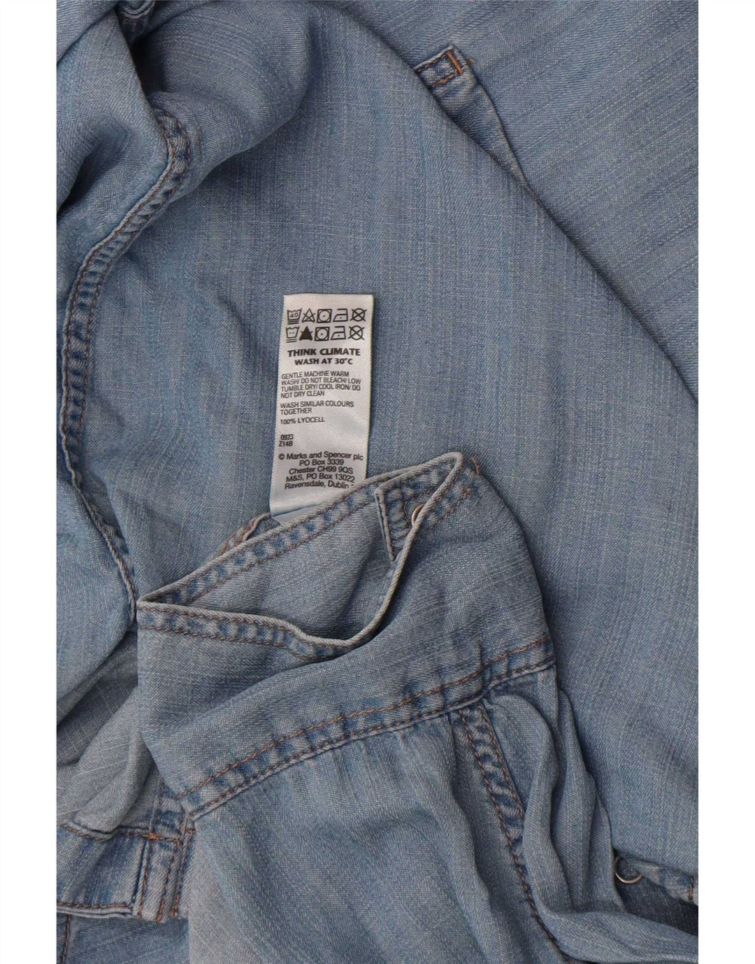 Marks & Spencer Womens Denim Shirt UK 18 XL Blue Lyocell