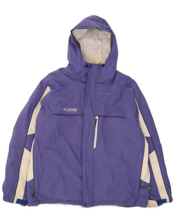 Columbia Mens Hooded Ski Jacket UK 42 XL Purple Colourblock Nylon