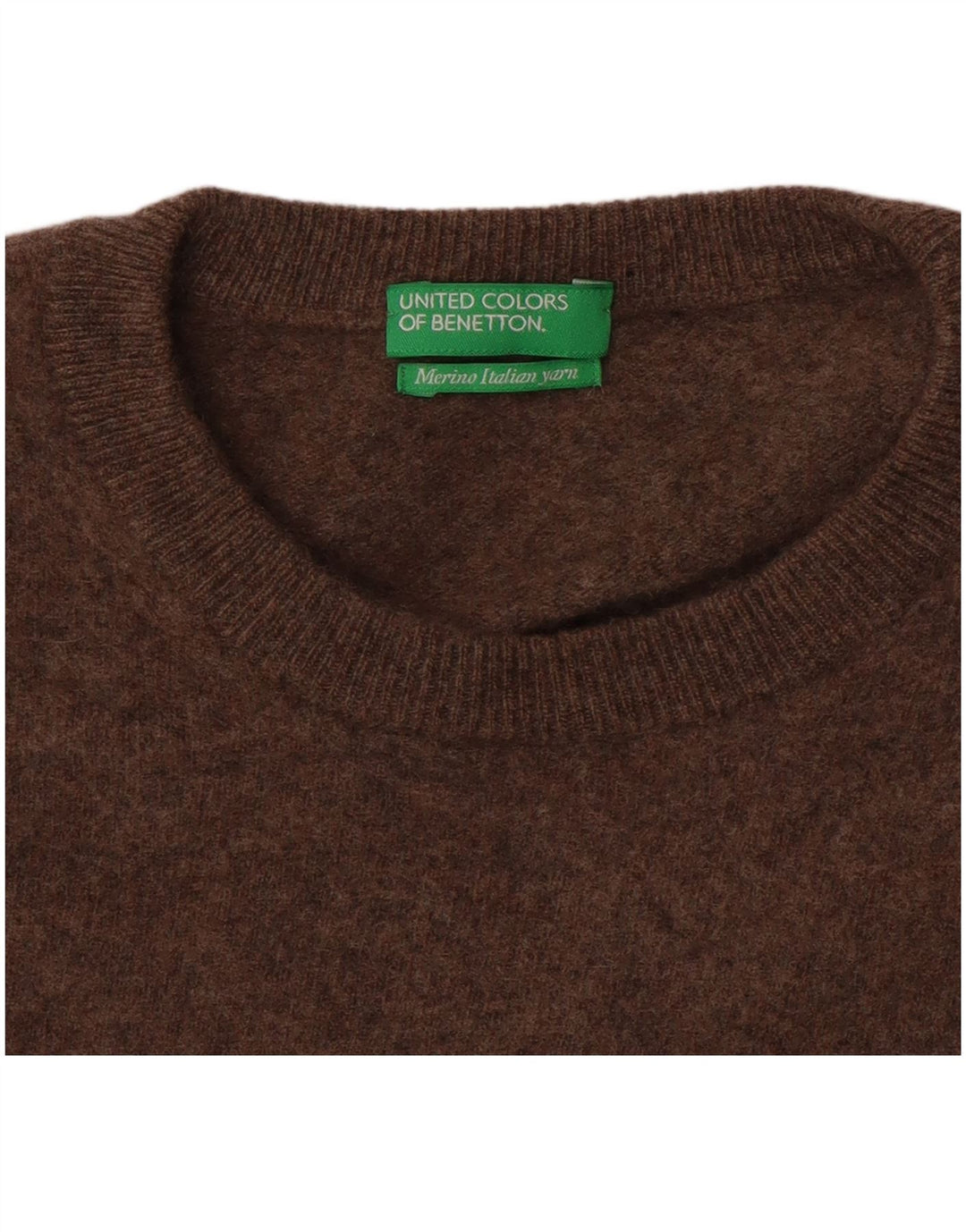 Benetton Damen-Pullover mit Rundhalsausschnitt, UK 12, Mittelbraun