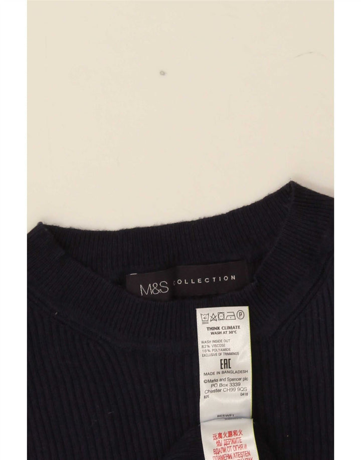 Marks & Spencer Womens Crew Neck Jumper Sweater UK 8 Small Navy Blue