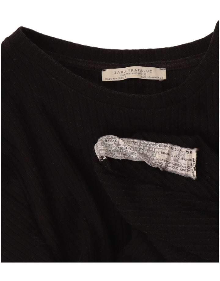 Zara Womens Top Long Sleeve UK 14 Medium Black Polyester