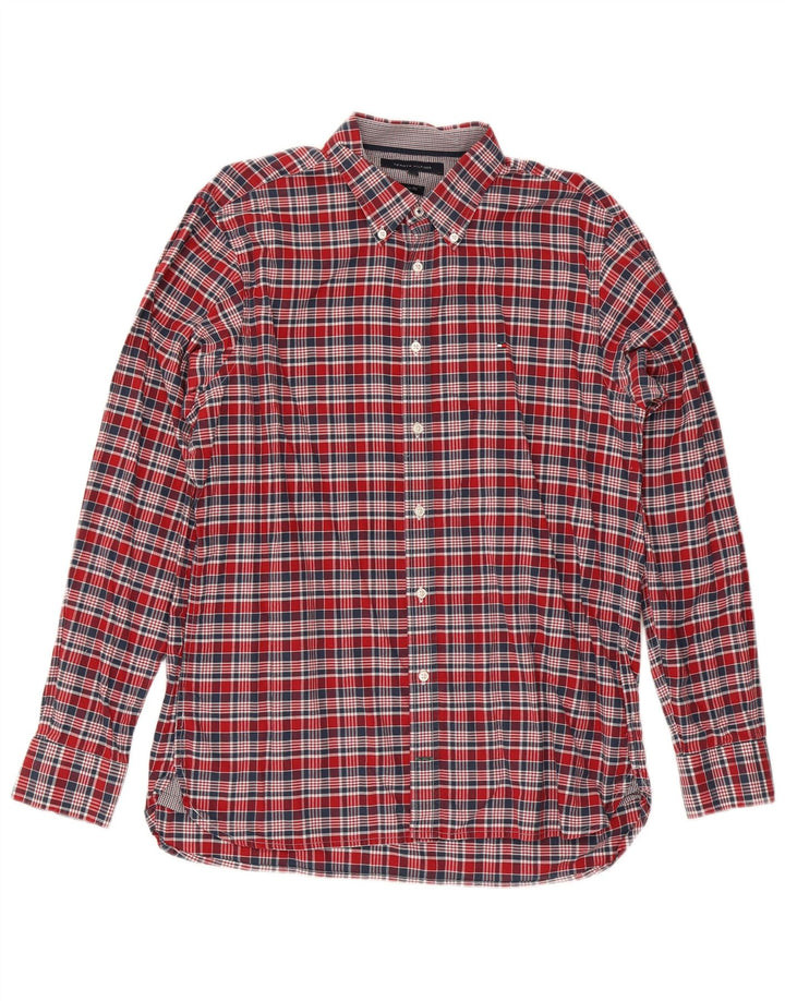 Tommy Hilfiger Herre Custom Fit skjorte Stor rød ternet bomuld