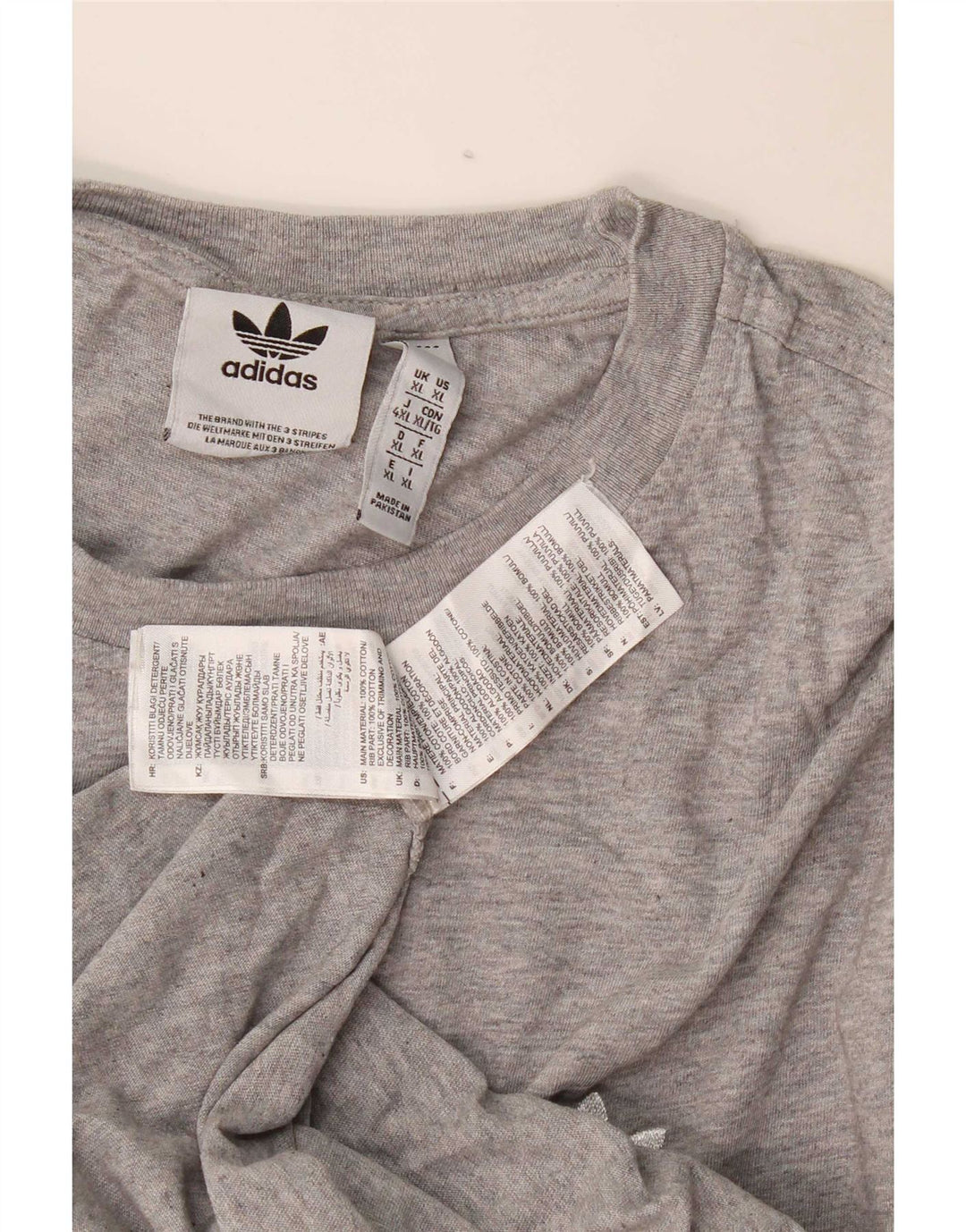 Adidas Mens T-Shirt Top XL Grey Cotton