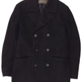 French Connection Mens Double Breasted Coat UK 38 Medium Navy Blue Wool