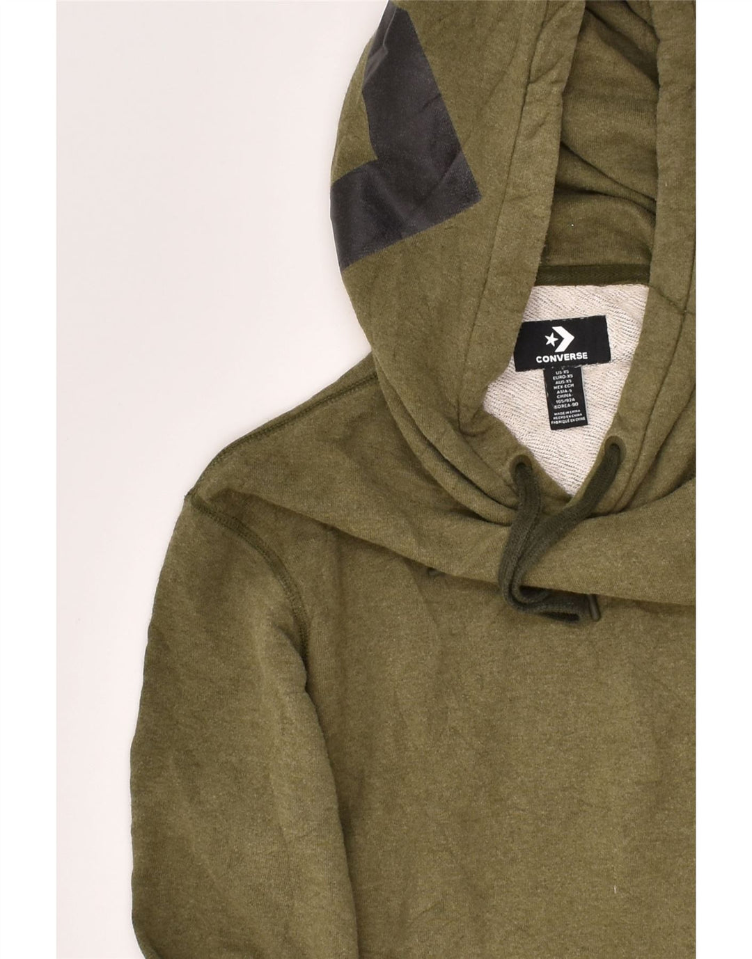 CONVERSE Mens Graphic Hoodie Jumper XS Khaki Cotton | Vintage Converse | Thrift | Second-Hand Converse | Used Clothing | Messina Hembry 