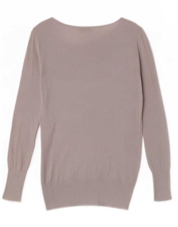 Oasis Womens Boat Neck Jumper Sweater UK 6 XS Grey Flecked Viscose