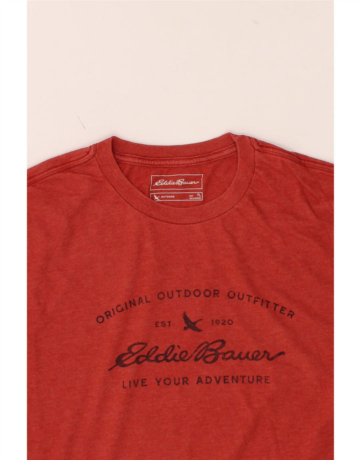 EDDIE BAUER Mens Graphic T-Shirt Top Large Red Cotton Vintage Eddie Bauer and Second-Hand Eddie Bauer from Messina Hembry 