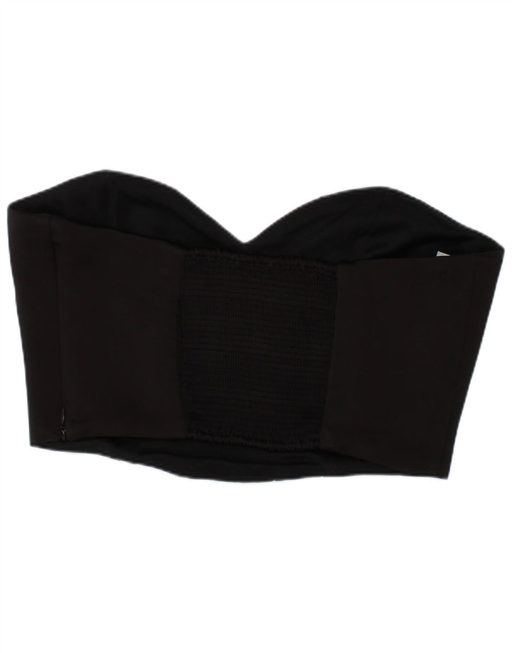 Zara Womens Crop Corset Top Medium Black Polyester