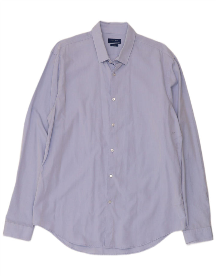 Zara Mens Slim Fit Shirt XL Blue Cotton