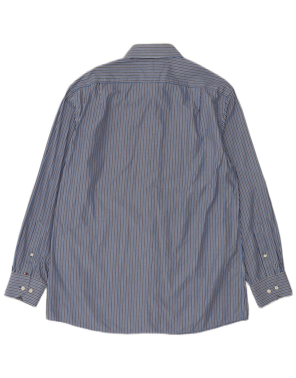 Tommy Hilfiger Mens Shirt Size 16 Large Blue Pinstripe