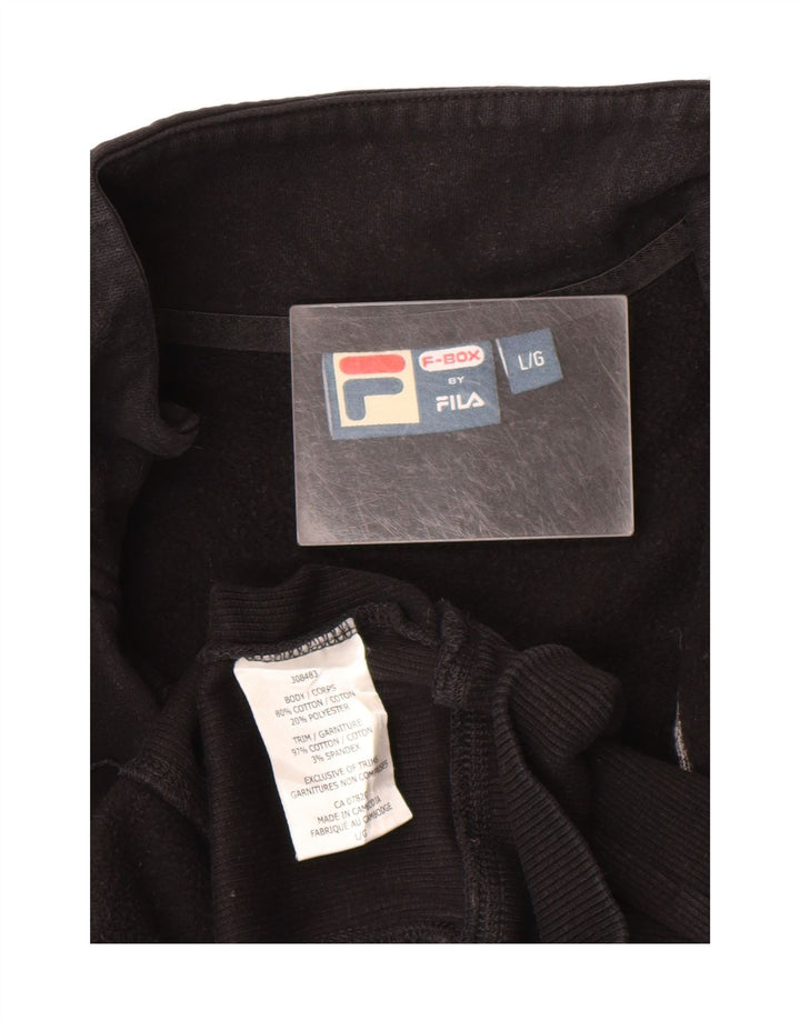 FILA Womens Graphic Tracksuit Top Jacket UK 16 Large Black Cotton Vintage Fila and Second-Hand Fila from Messina Hembry 