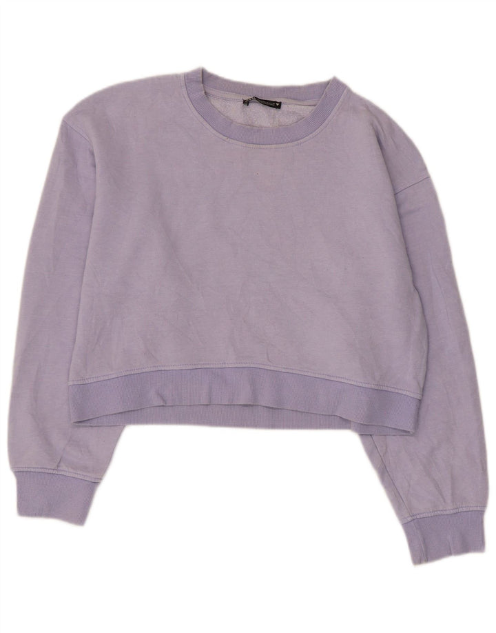 Zara Womens Crop Sweatshirt Jumper UK 14 Medium Purple