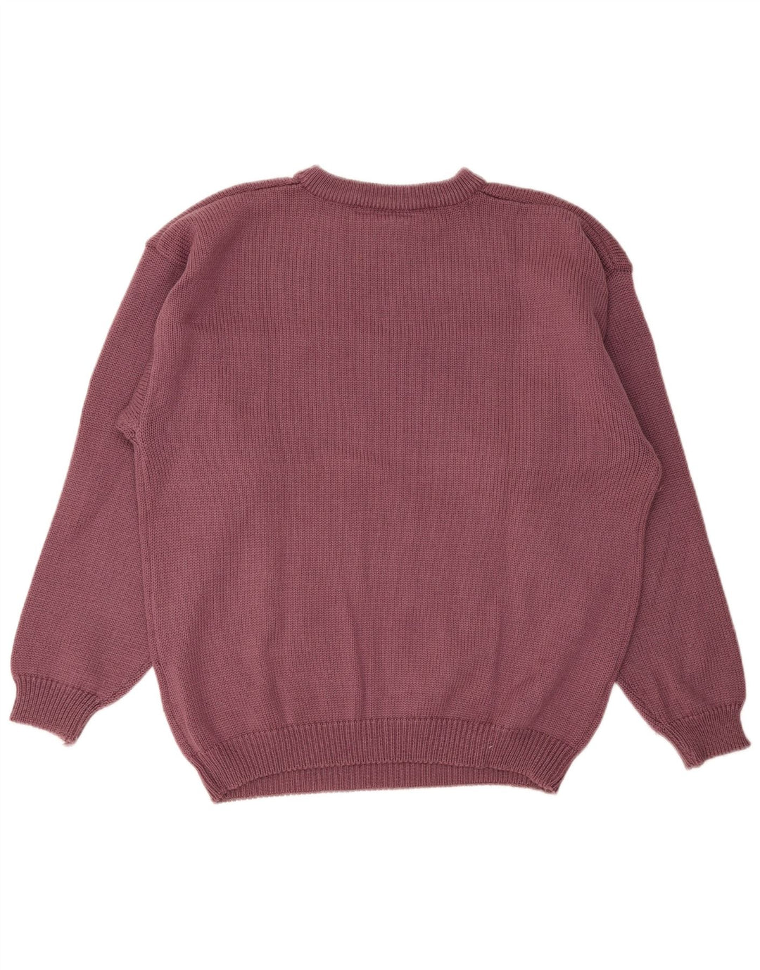 Vintage Mens Crew Neck Jumper Sweater Large Purple Polyacrylic