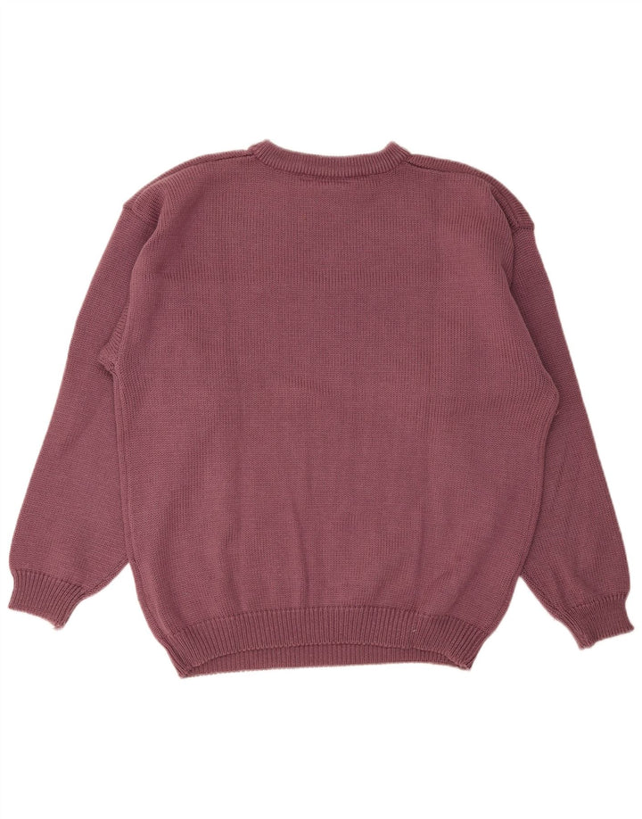 Vintage Mens Crew Neck Jumper Sweater Large Purple Polyacrylic