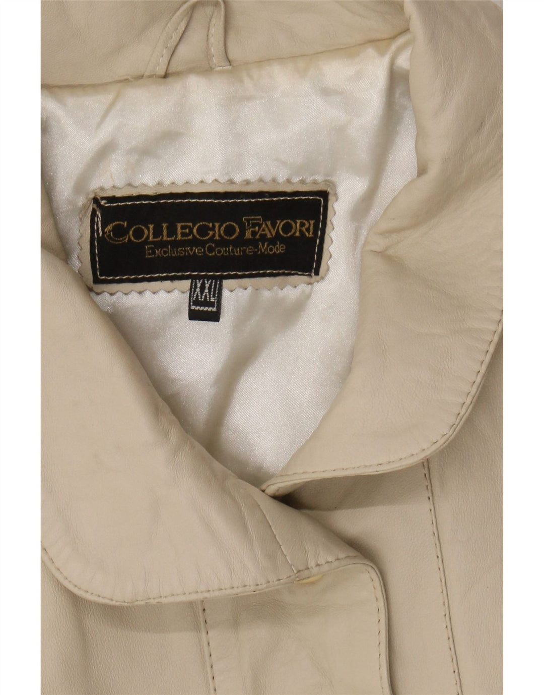 VINTAGE Womens Leather Jacket UK 20 2XL Beige Vintage Vintage and Second-Hand Vintage from Messina Hembry 