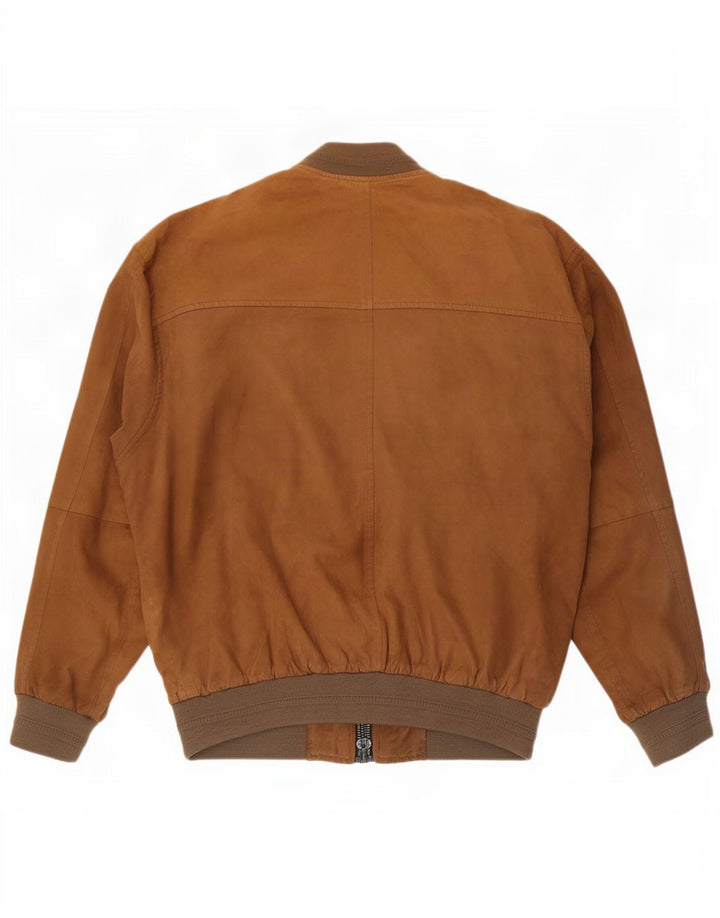 Don Camillo Chaqueta Bomber de Ante para Hombre IT 50 Grande Cuero Marrón