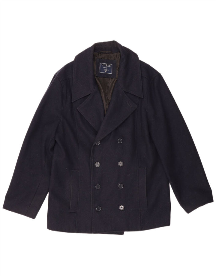 Guess Herre Pea Coat UK 44 2XL Navy Blue Wool