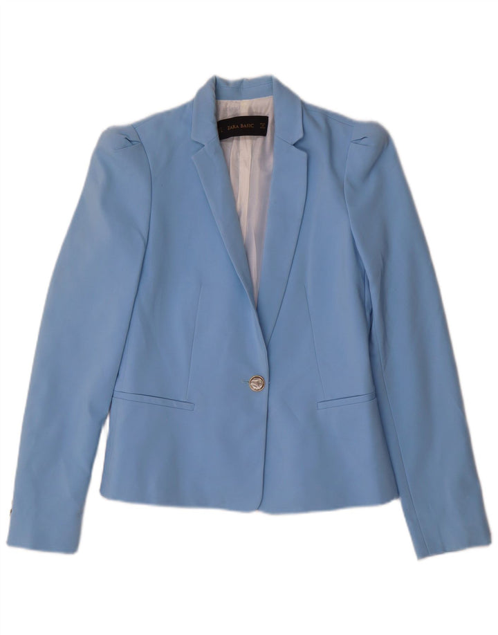 Zara Γυναικείο Μπουφάν 1 Κουμπί Blazer UK 10 Small Blue Polyester