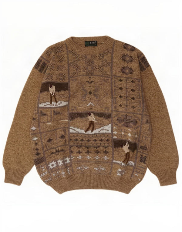 Maglione girocollo con grafica da uomo Tris Line IT 54 XL Marrone Fair Isle