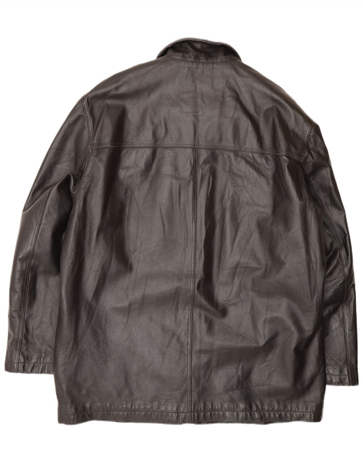 Vintage Mens Leather Coat IT 58 3XL Black