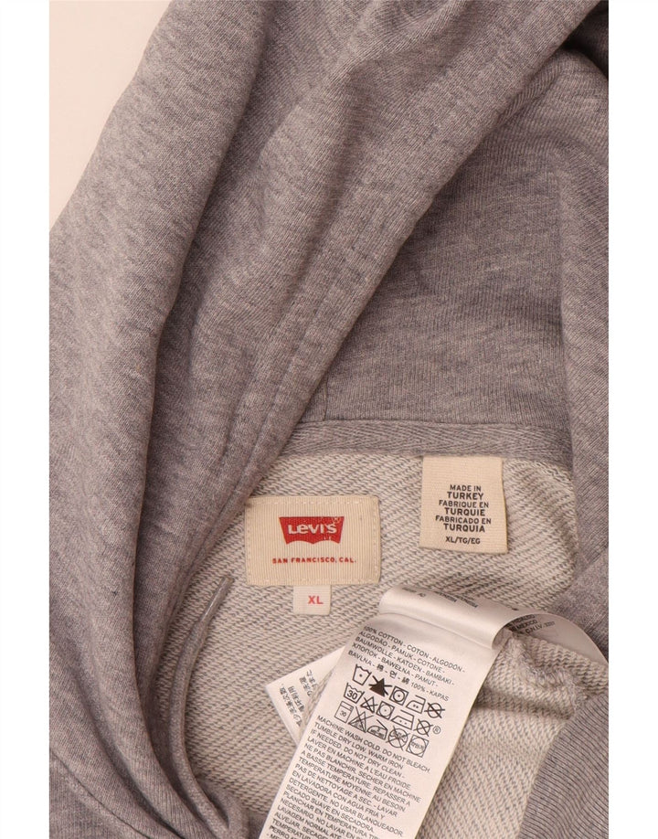 Levi's Mens Graphic Hoodie Jumper XL Grey Cotton