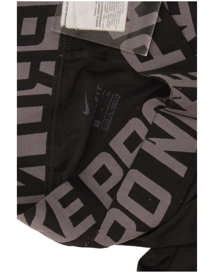 NIKE Womens Dri Fit Graphic Leggings UK 10 Small  Black Polyester