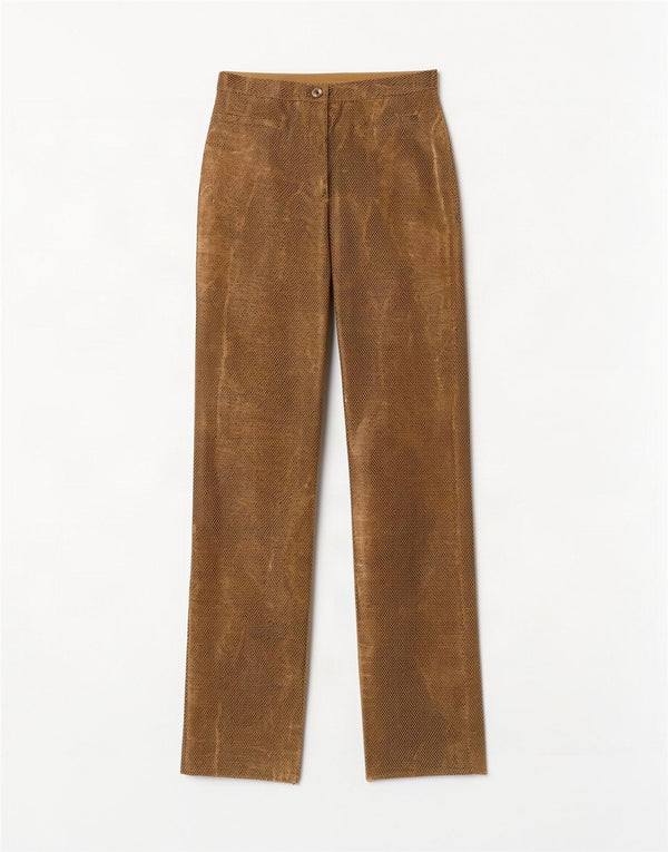 Pantalon décontracté taille haute femme vintage IT 42 Medium W26 L31 Marron