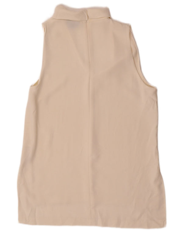 Topshop Blusa sin mangas para mujer Top UK 10 Small Off White Poliéster