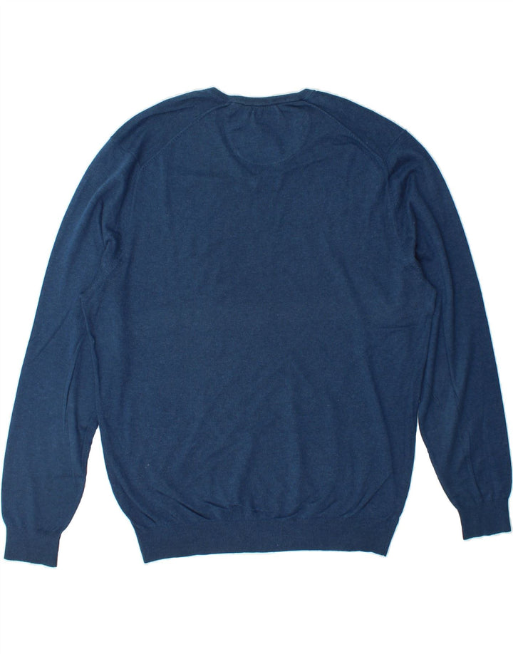 MASSIMO DUTTI Mens V-Neck Jumper Sweater XL Navy Blue Cotton Vintage Massimo Dutti and Second-Hand Massimo Dutti from Messina Hembry 
