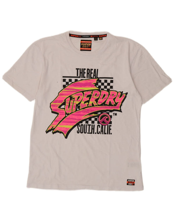 Superdry T-Shirt Graphique Homme Blanc Moyen Coton