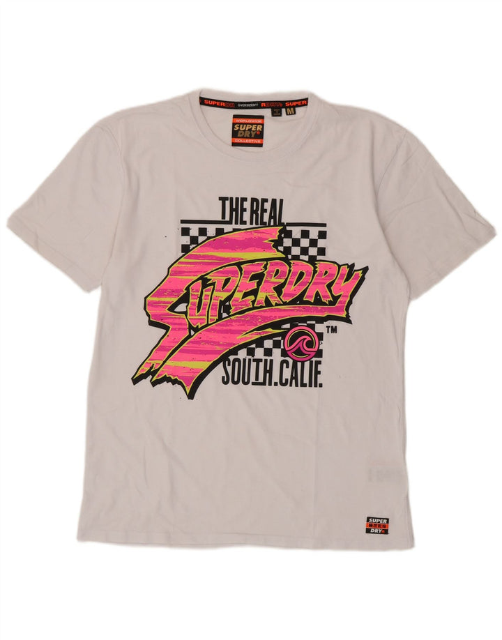 Superdry T-Shirt Graphique Homme Blanc Moyen Coton