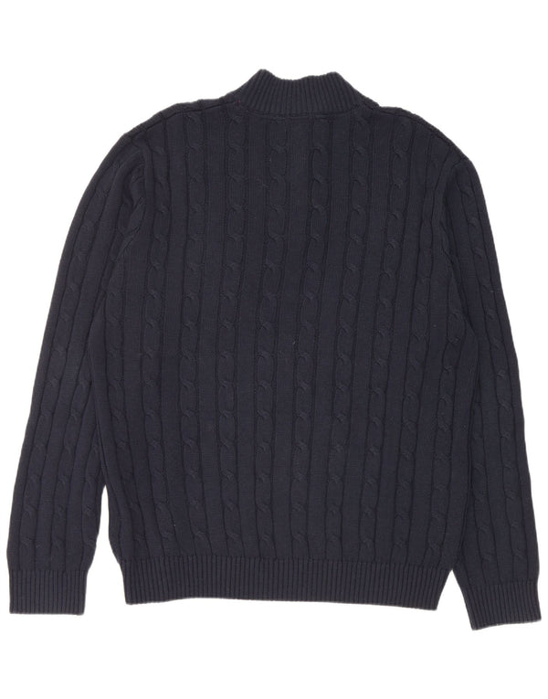 Crew Clothing Pulover pentru bărbați, cu fermoar, cu gât, 2XL, bumbac bleumarin