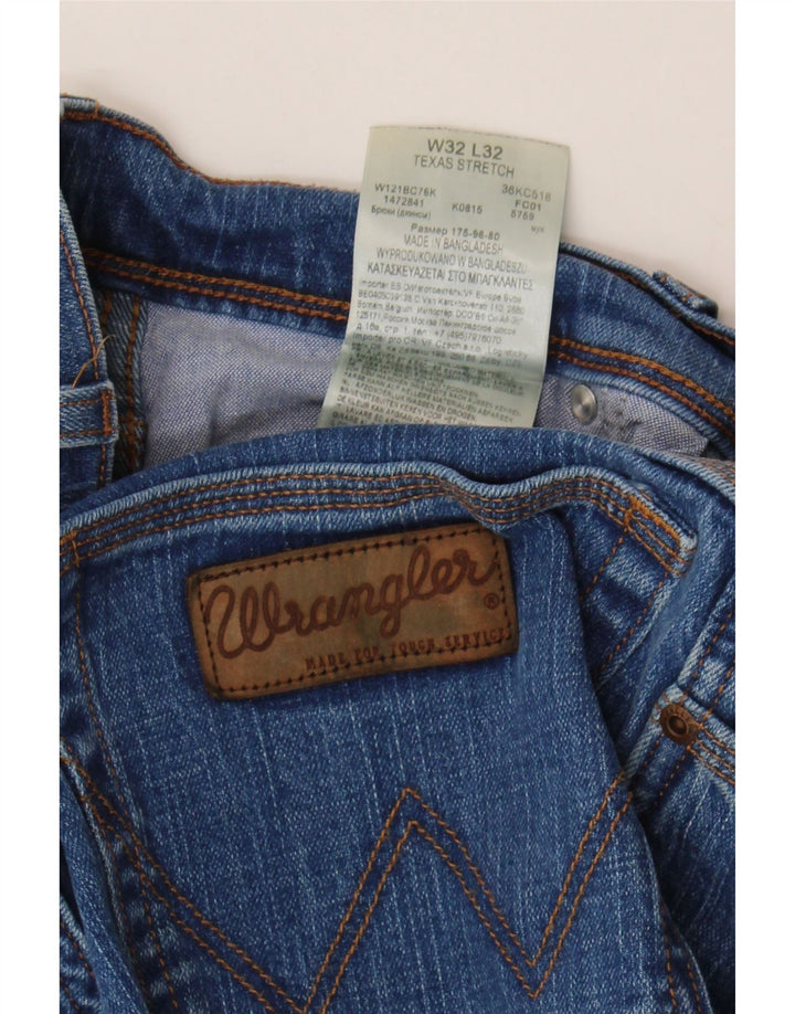Wrangler Mens Texas Stretch Straight Jeans W32 L32 Blue Cotton