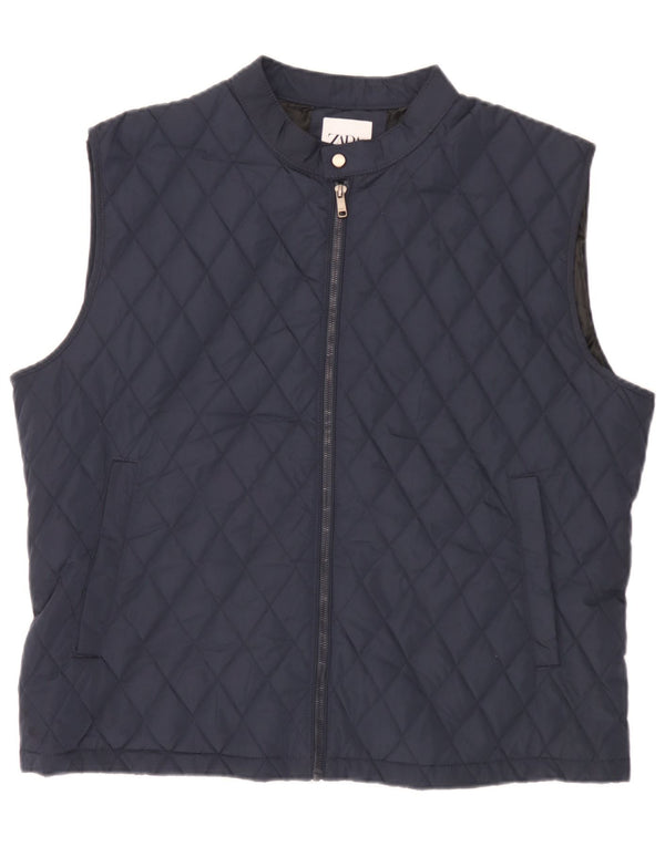 Zara Herren Steppweste UK 44 2XL Marineblau Polyester