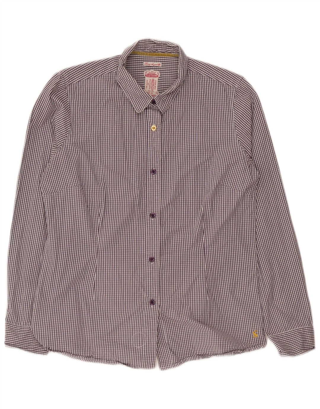 Joules Womens Shirt UK 14 Medium Purple Gingham Cotton
