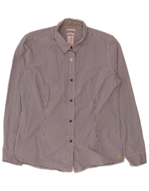 Joules Womens Shirt UK 14 Medium Purple Gingham Cotton