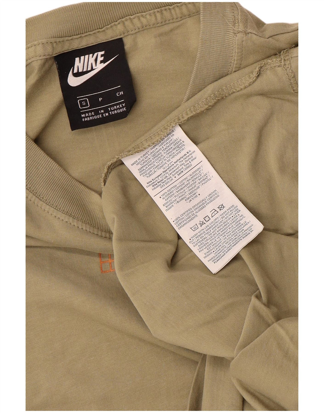 Nike Mens Graphic T-Shirt Top Small Khaki Cotton