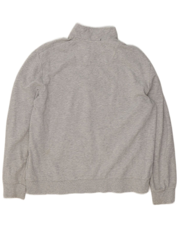 Calvin Klein Herre Grafisk Zip Neck Sweatshirt Jumper XL Grå Flecked Bomuld