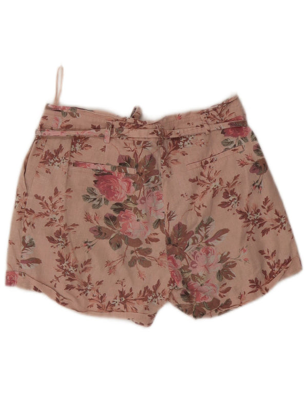 Oasis Chino-Shorts für Damen, UK 8, Größe S, W27, Leinen mit rosa Blumenmuster