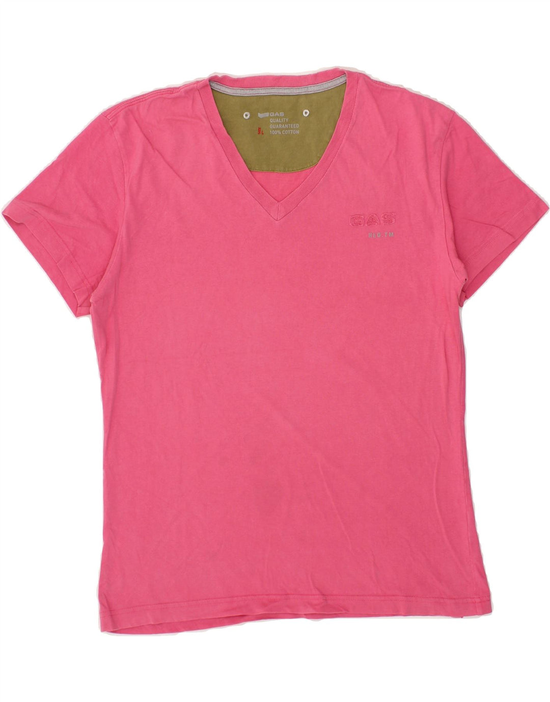 GAS Mens T-Shirt Top Large Pink Cotton Vintage Gas and Second-Hand Gas from Messina Hembry 