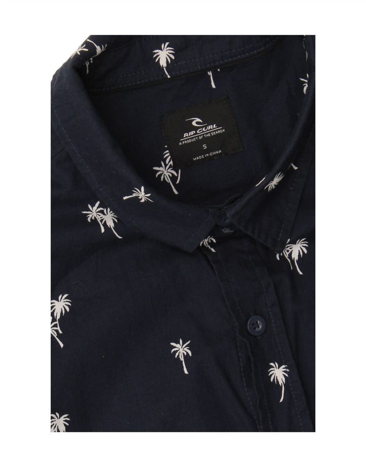 RIP CURL Mens Abstract Pattern Short Sleeve Shirt Small Navy Blue Cotton Vintage Rip Curl and Second-Hand Rip Curl from Messina Hembry 